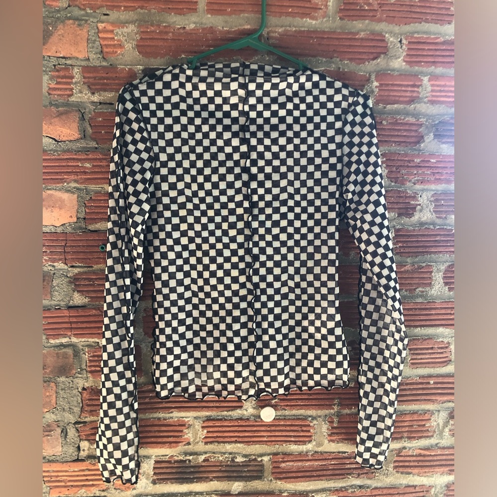 & other stories sheer checkered top